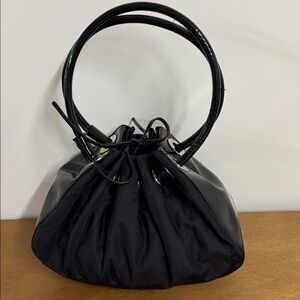 Kate Spade Black Gathered Handbag with Circular Handles